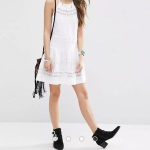 NWT ASOS NAVY HALTER MINI SUNDRESS SLEEVELESS LACE BACK STRAPS WOMEN'S SIZE 4